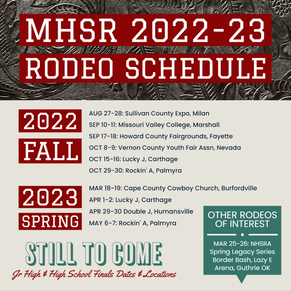 2022 rodeo schedule Schwieter Land & Livestock